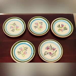 Vintage Stangl Pottery Ceramic Hand Painted Floral 5”Coasters: Set of 9